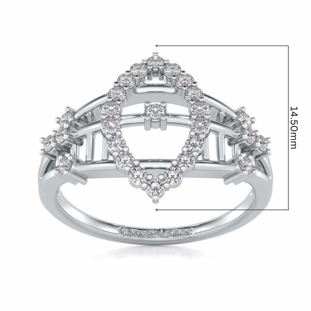 Tri-Heart Lattice Silver Ring - White Gold - Image 5