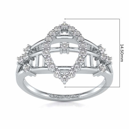 Tri-Heart Lattice Silver Ring - White Gold - Image 5