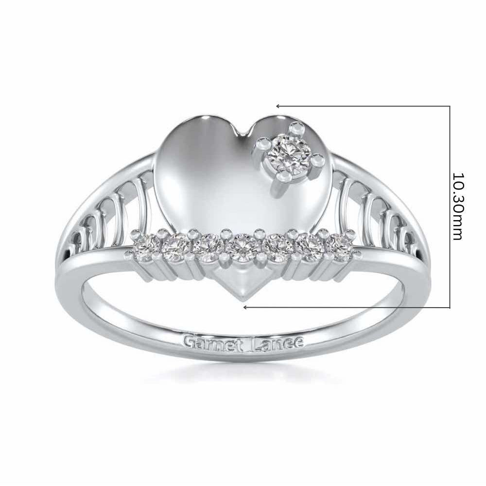 Lattice Heart Silver Ring - White Gold - Image 5