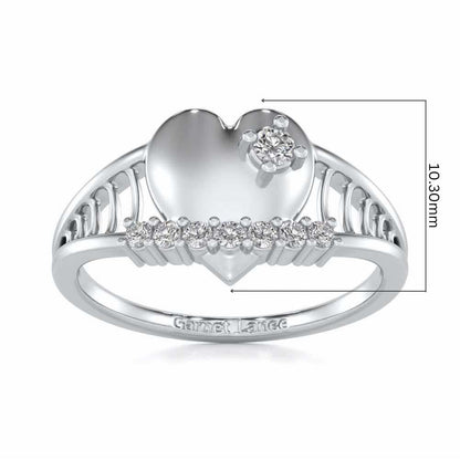 Lattice Heart Silver Ring - White Gold - Image 5