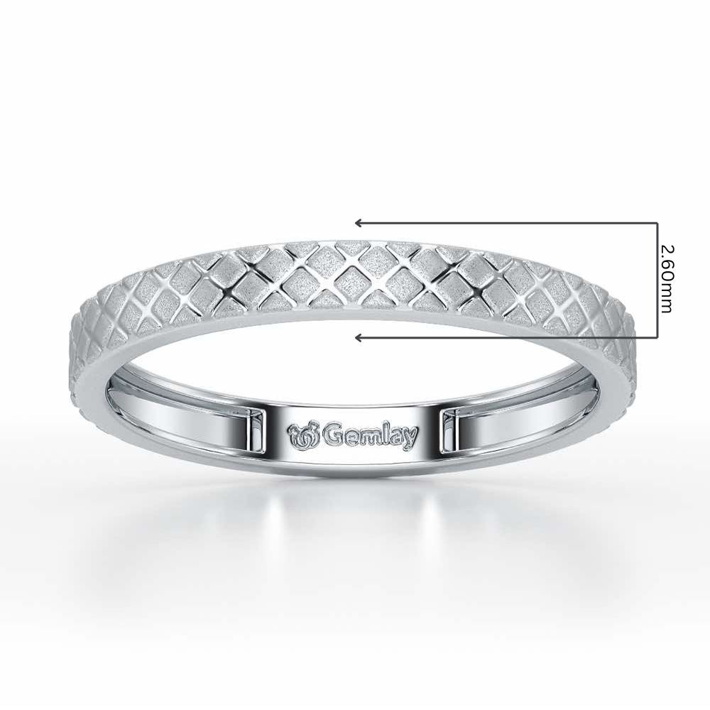 Etched Cross Silver Ring - White Gold - Image 2