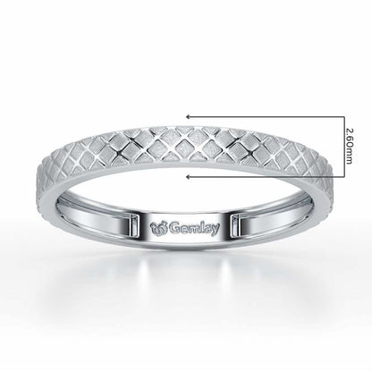 Etched Cross Silver Ring - White Gold - Image 2