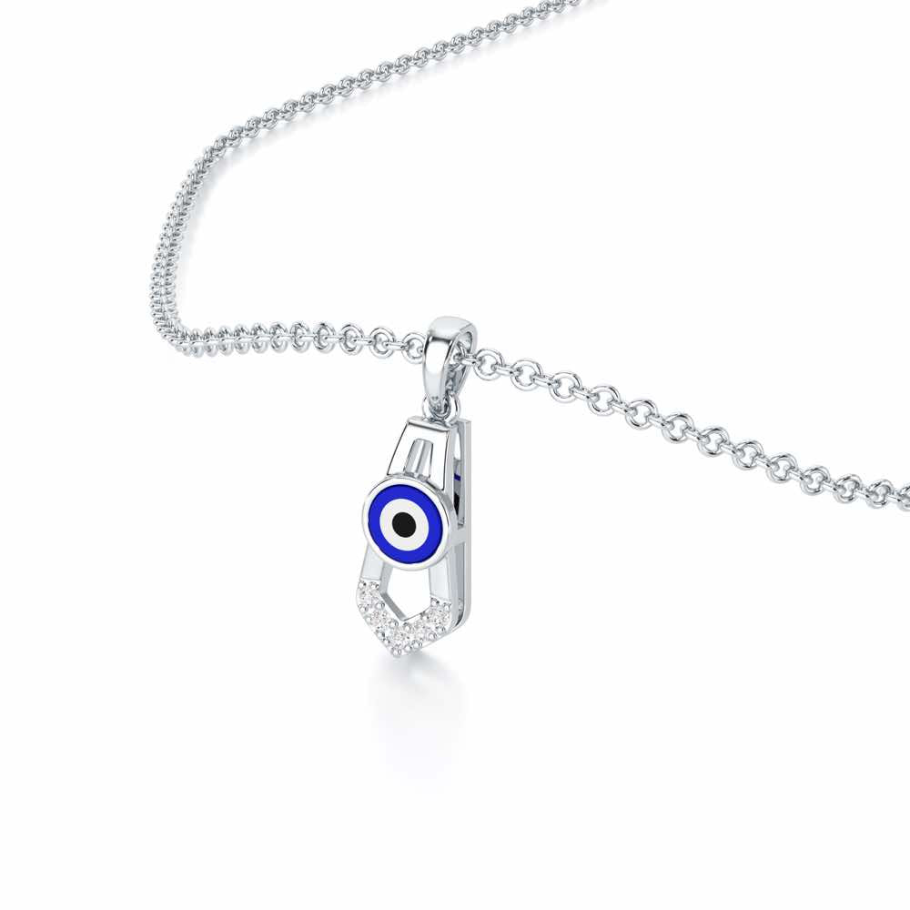 Guardian Gaze Silver Pendant - White Gold - Image 2