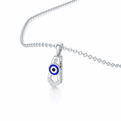Guardian Gaze Silver Pendant - White Gold - Image 2