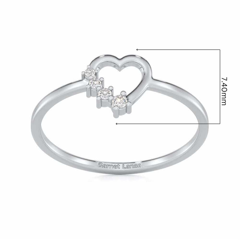 Oceanic Heart Silver Ring - White Gold - Image 5