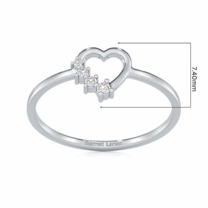 Oceanic Heart Silver Ring - White Gold - Image 5