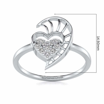Heart Love Silver Ring - White Gold - Image 5