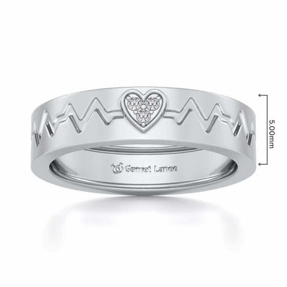 Heartbeat Silver Band Ring - White Gold - Image 5