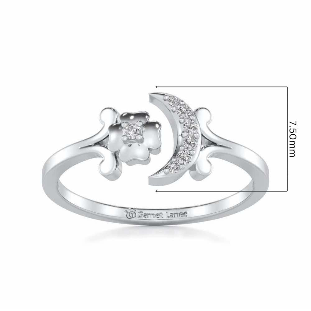 Flower Moon Silver Ring - White Gold - Image 5