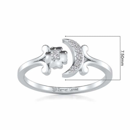 Flower Moon Silver Ring - White Gold - Image 5