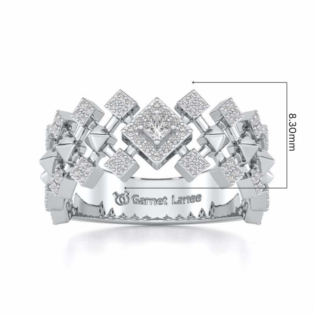 Rom Pom Silver Band Ring - White Gold - Image 5