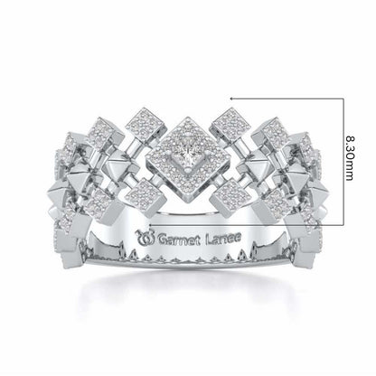 Rom Pom Silver Band Ring - White Gold - Image 5