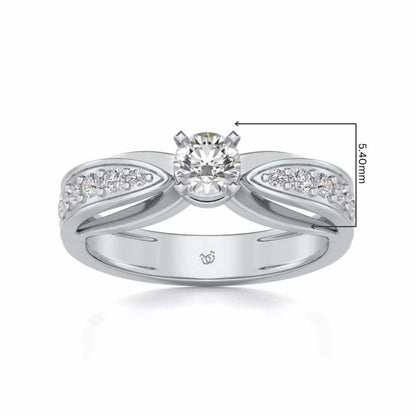 Divine Solitaire Silver Ring - White Gold - Image 5