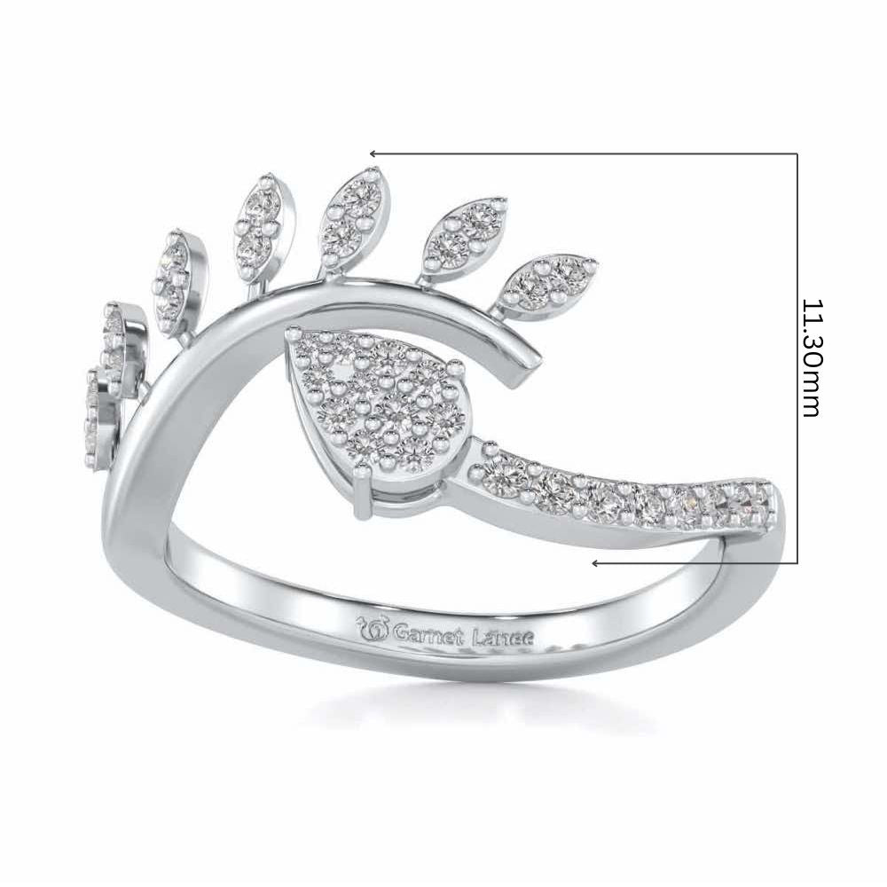 Leaf Bouquet Silver Ring - White Gold - Image 5