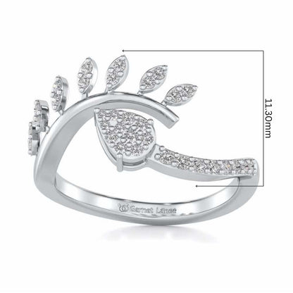 Leaf Bouquet Silver Ring - White Gold - Image 5