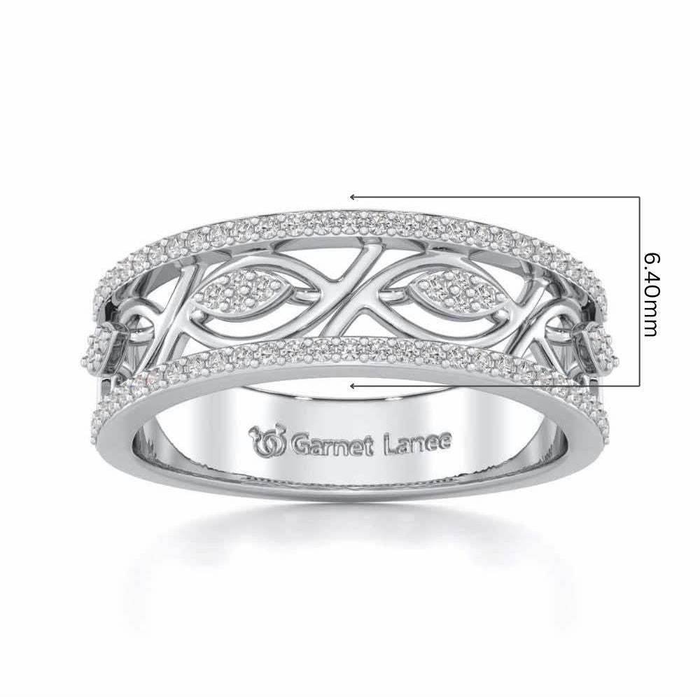 Bling Eye Silver Band Ring - White Gold - Image 5
