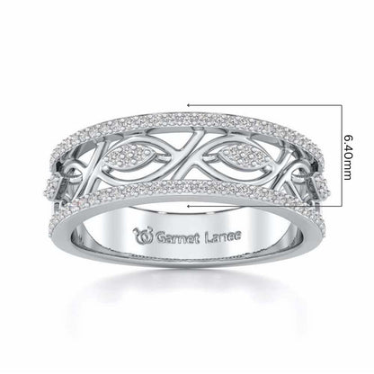 Bling Eye Silver Band Ring - White Gold - Image 5