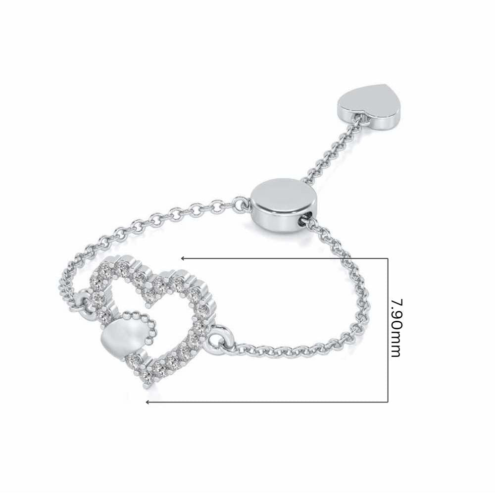 Heart Paw Adjustable Silver Ring - White Gold - Image 5