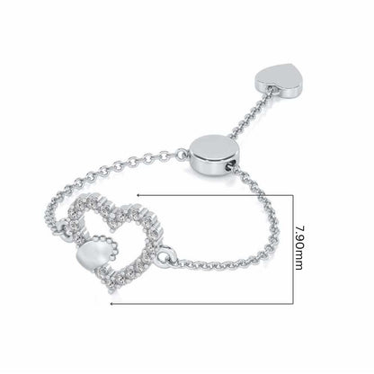 Heart Paw Adjustable Silver Ring - White Gold - Image 5