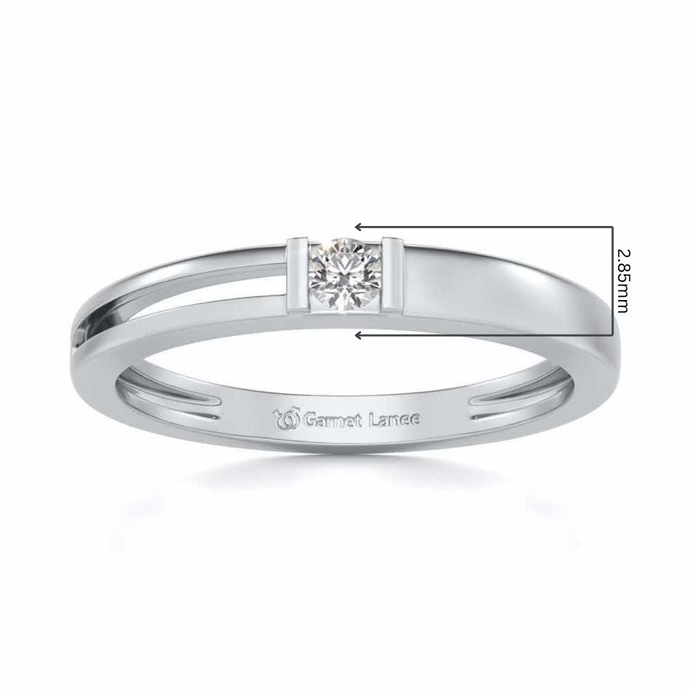 Sleek Solitaire Silver Ring - White Gold - Image 5