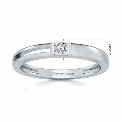 Sleek Solitaire Silver Ring - White Gold - Image 5