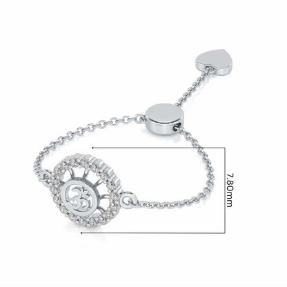 Om Shine Adjustable Silver Ring - White Gold - Image 5