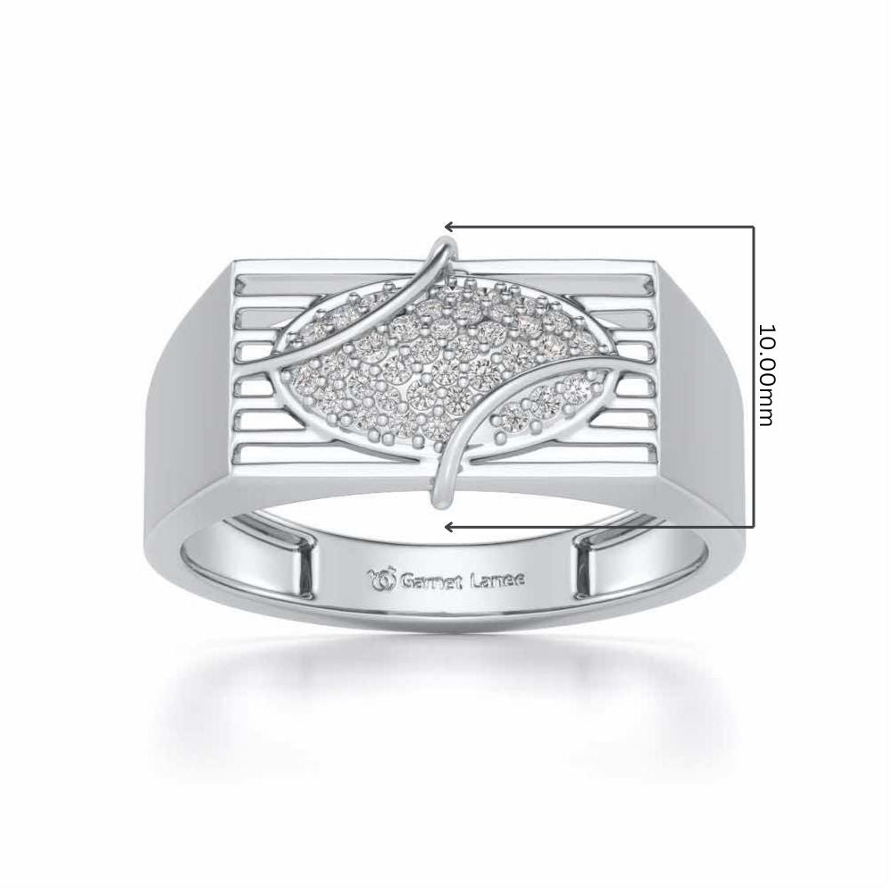 Oval Mesh Silver Ring For Men - White Gold - Image 5