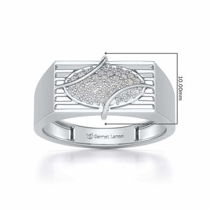 Oval Mesh Silver Ring For Men - White Gold - Image 5