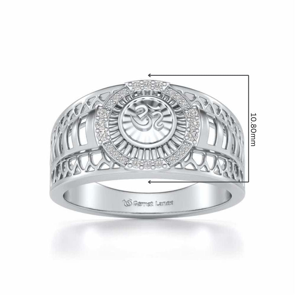 Om Silver Ring For Men - White Gold - Image 5