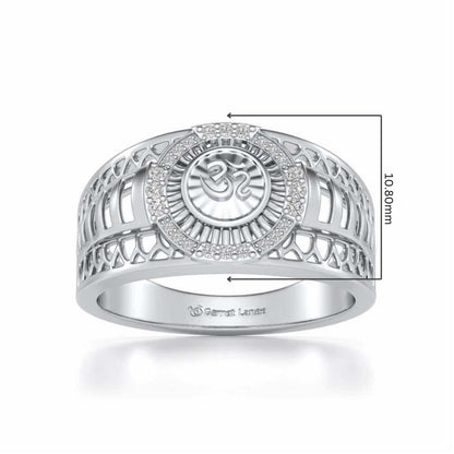 Om Silver Ring For Men - White Gold - Image 5