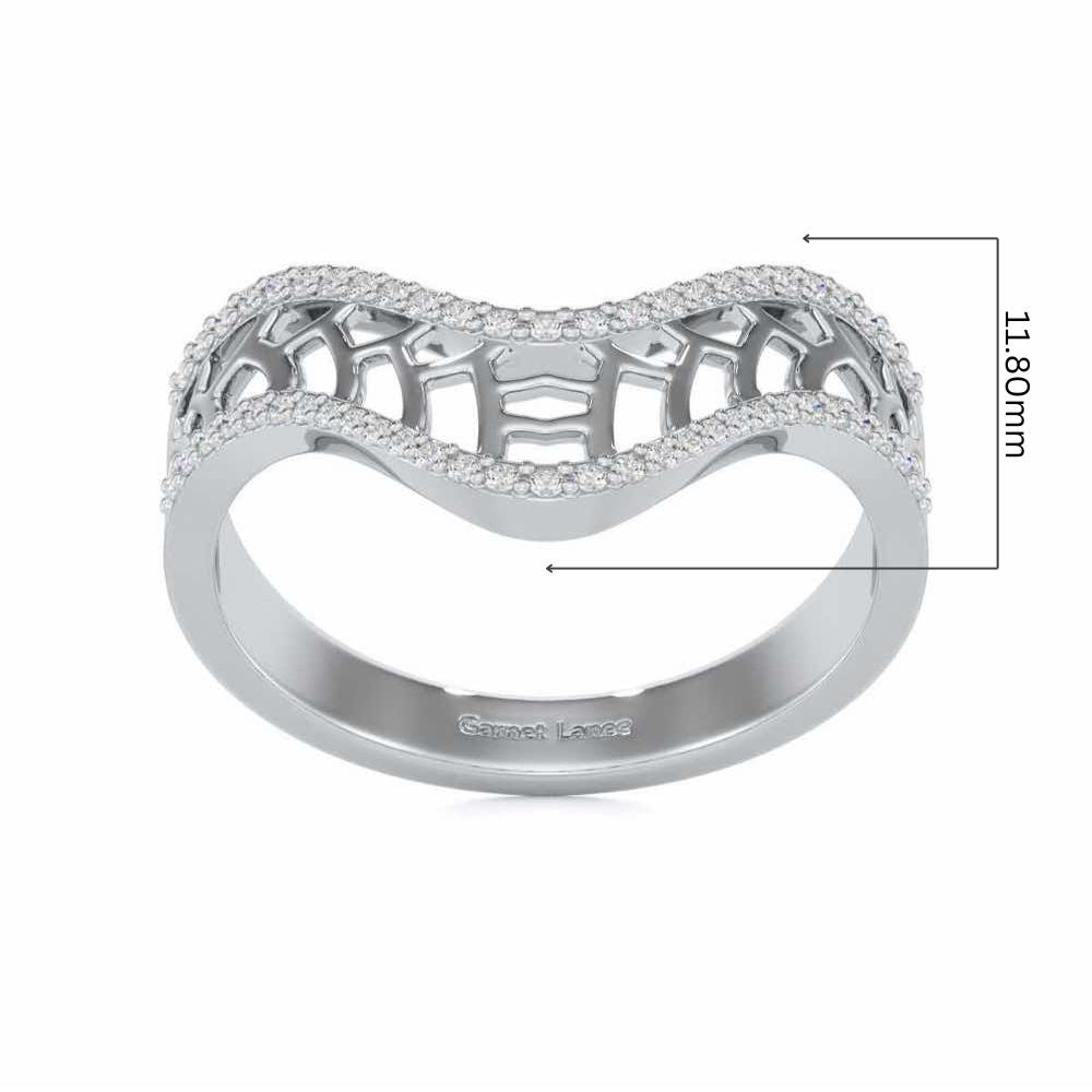 Wave Down Silver Ring - White Gold - Image 5