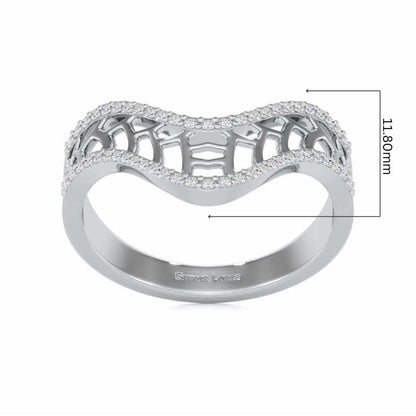 Wave Down Silver Ring - White Gold - Image 5