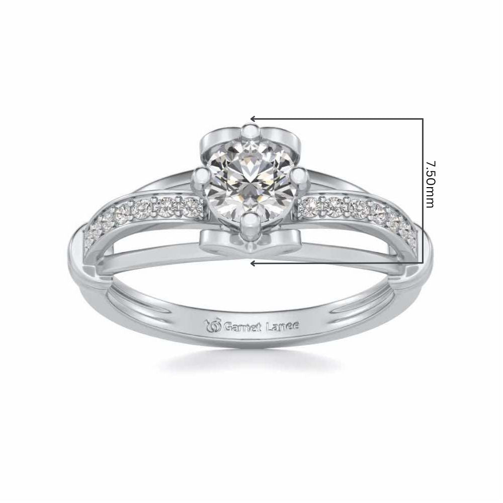Shine on Heart Solitaire Silver Ring - White Gold - Image 5