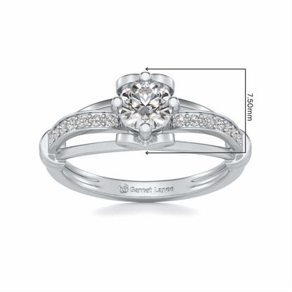 Shine on Heart Solitaire Silver Ring - White Gold - Image 5