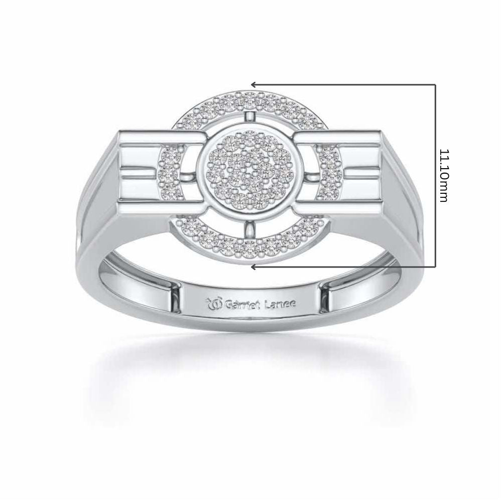 Bull Eye Silver Ring For Men - White Gold - Image 5