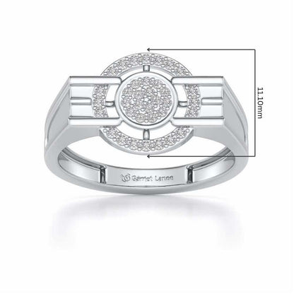 Bull Eye Silver Ring For Men - White Gold - Image 5