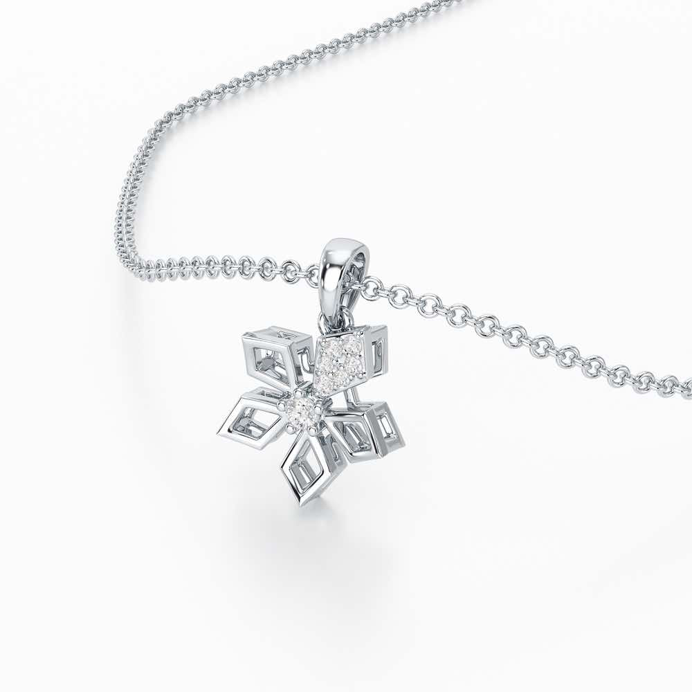 Floral radiance Silver Pendant - White Gold - Image 2
