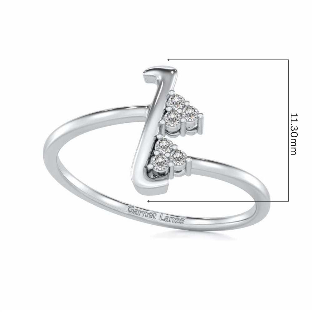 Letter L Silver Ring - White Gold - Image 5
