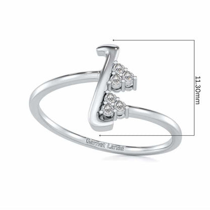 Letter L Silver Ring - White Gold - Image 5