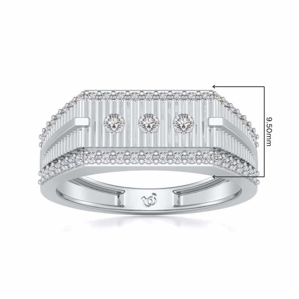 Stripped Silver Ring For Men - White Gold - Image 5