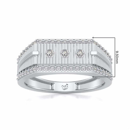 Stripped Silver Ring For Men - White Gold - Image 5