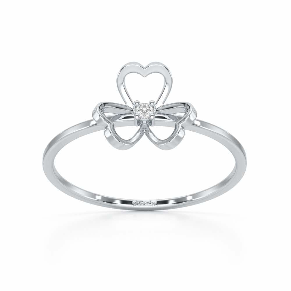 Flower Chord Silver Ring - White Gold - Image 2