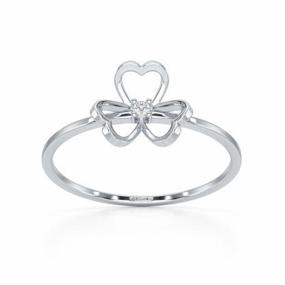 Flower Chord Silver Ring - White Gold - Image 2