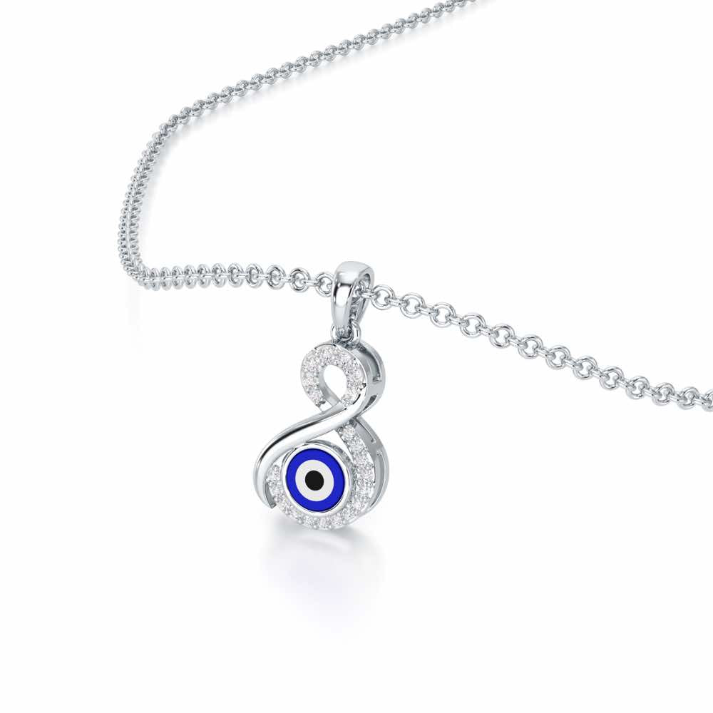 Sacred Gaze Silver Pendant - White Gold - Image 2