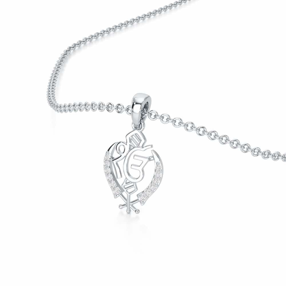 Onkar Supreme Silver Pendant - White Gold - Image 2