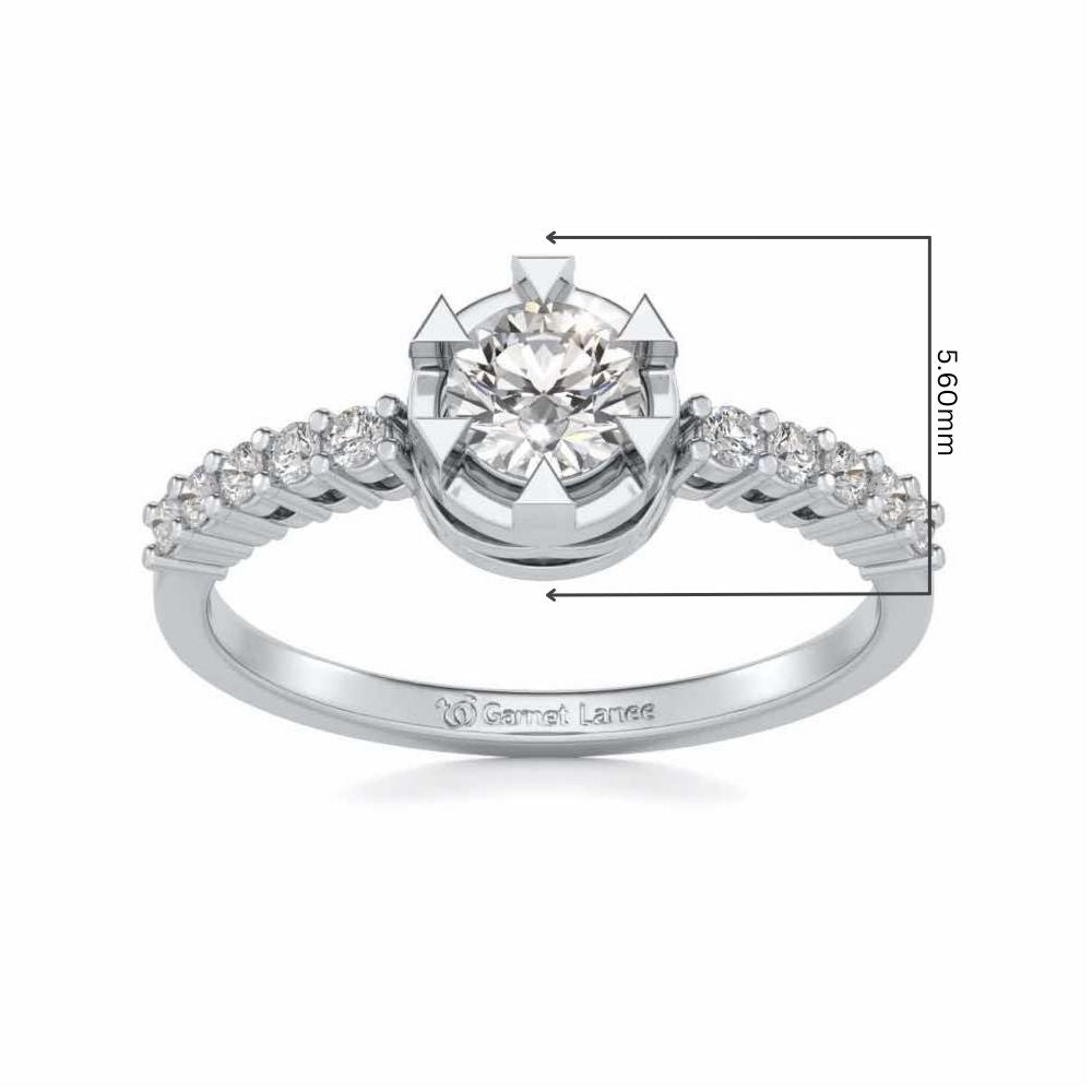 Evocative Shine Solitaire Silver Ring - White Gold - Image 5