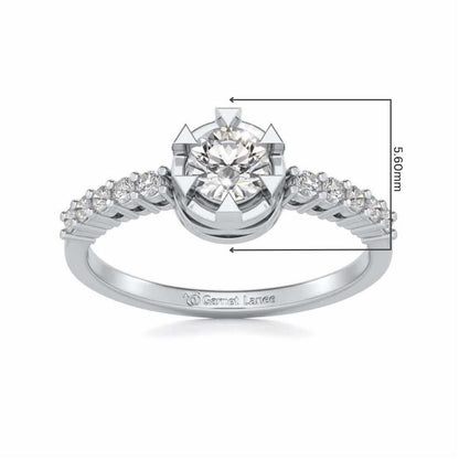 Evocative Shine Solitaire Silver Ring - White Gold - Image 5