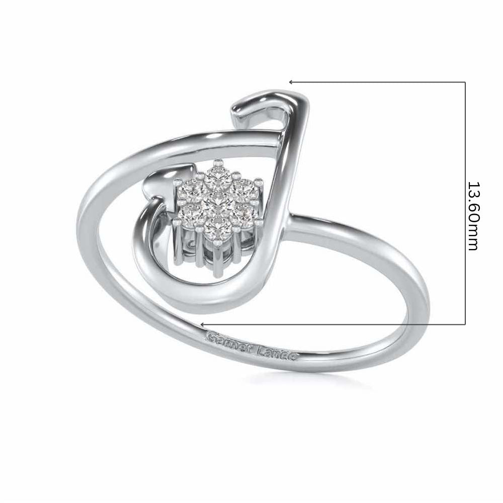 Subtle J Silver Ring - White Gold - Image 5