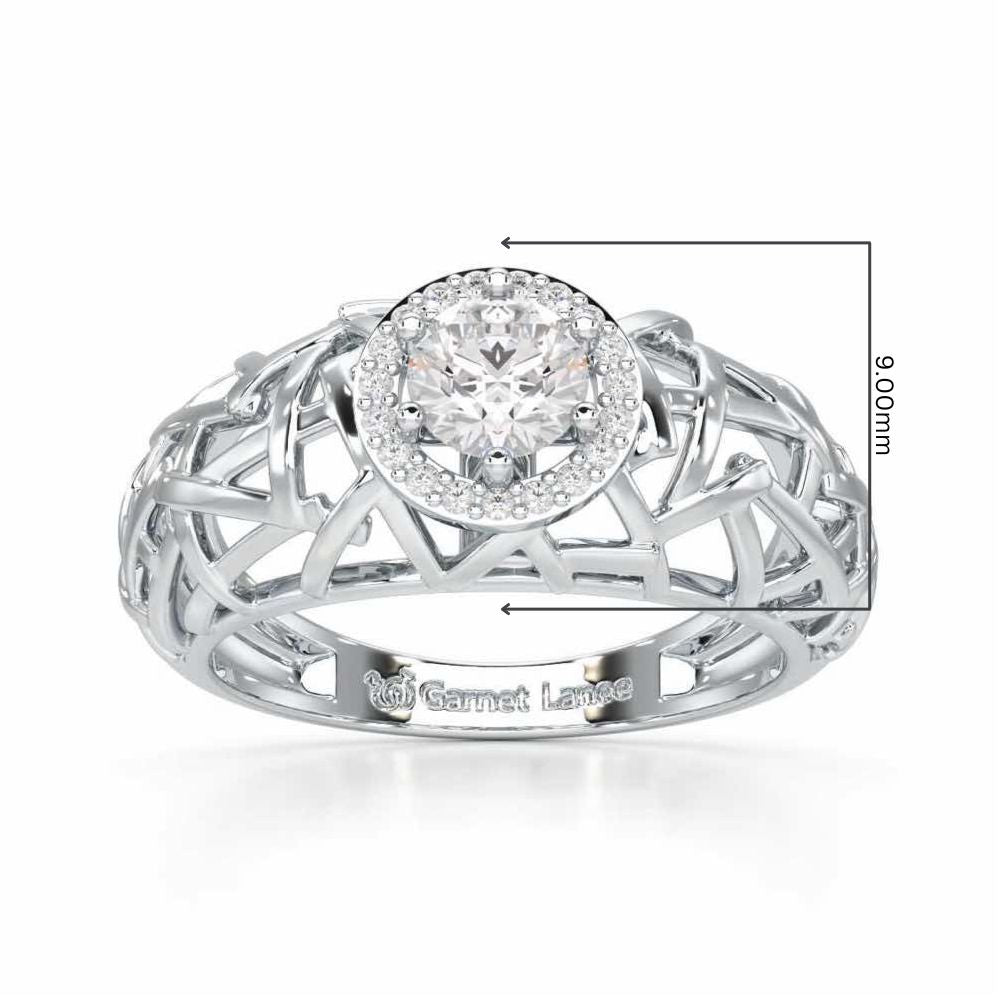 Shimmer Web Solitaire Ring - White Gold - Image 5