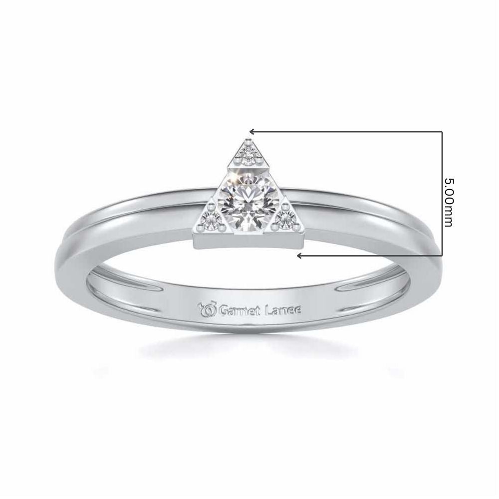 Protective Solitaire Silver Ring - White Gold - Image 5